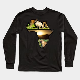 African Wildlife Continent Collage Long Sleeve T-Shirt